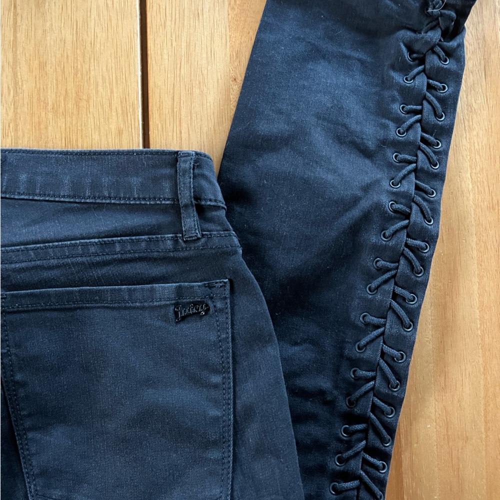 Juicy Couture Lilia Wash Skinny Jeans with Lace Up - Picture 3 of 6